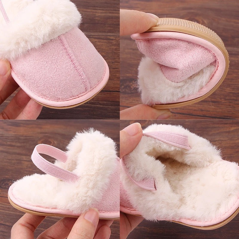 Pink fur slippers