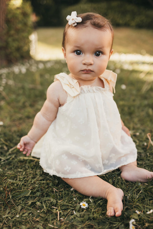 Bow Strap Romper Dress Pastel Yellow