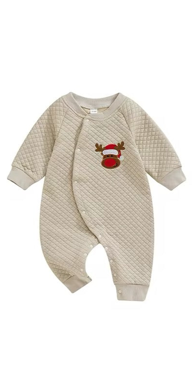 QUILTED REINDEER ROMPER (Personalised
