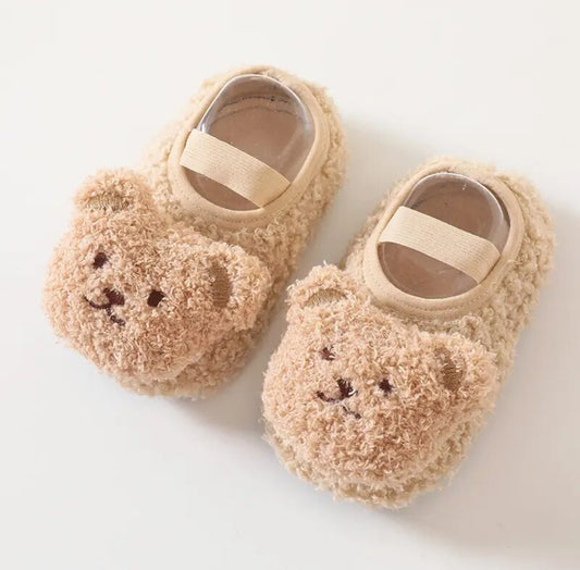 BEIGE BEAR SOCK SLIPPERS