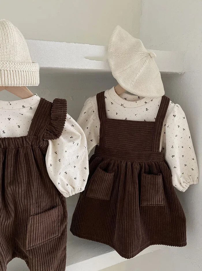 Brown Corduroy overall dress