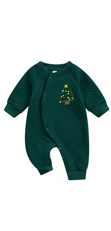 QUILTED XMAS TREE ROMPER(Personalized)