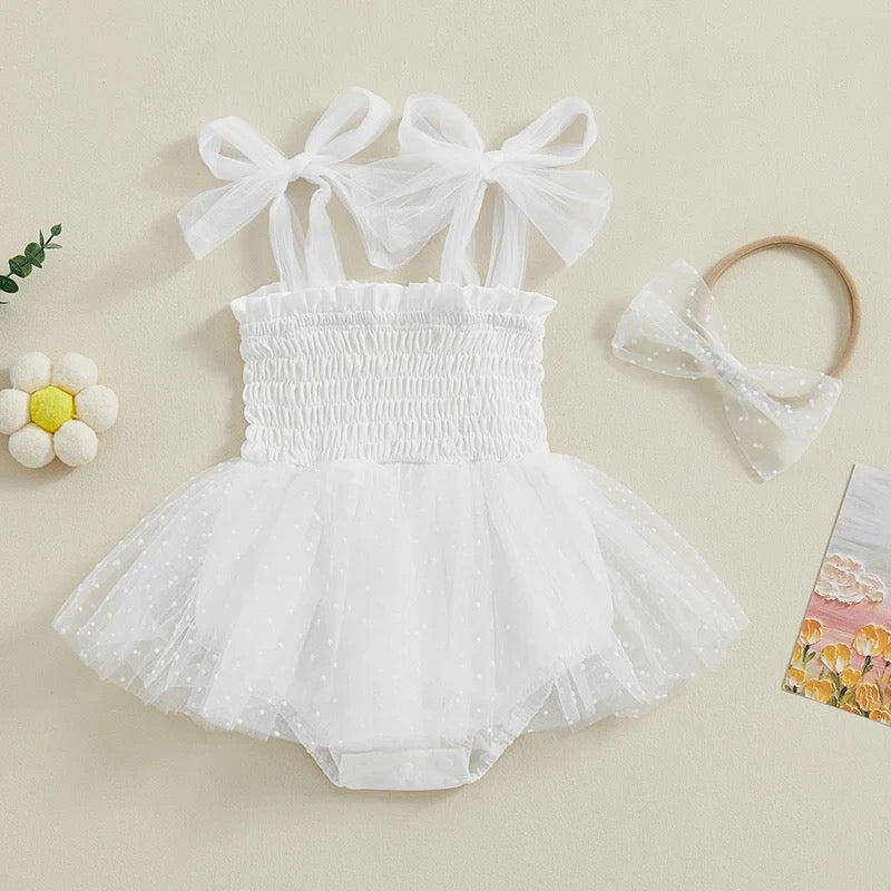 WHITE ORGANZA TUTU ROMPER