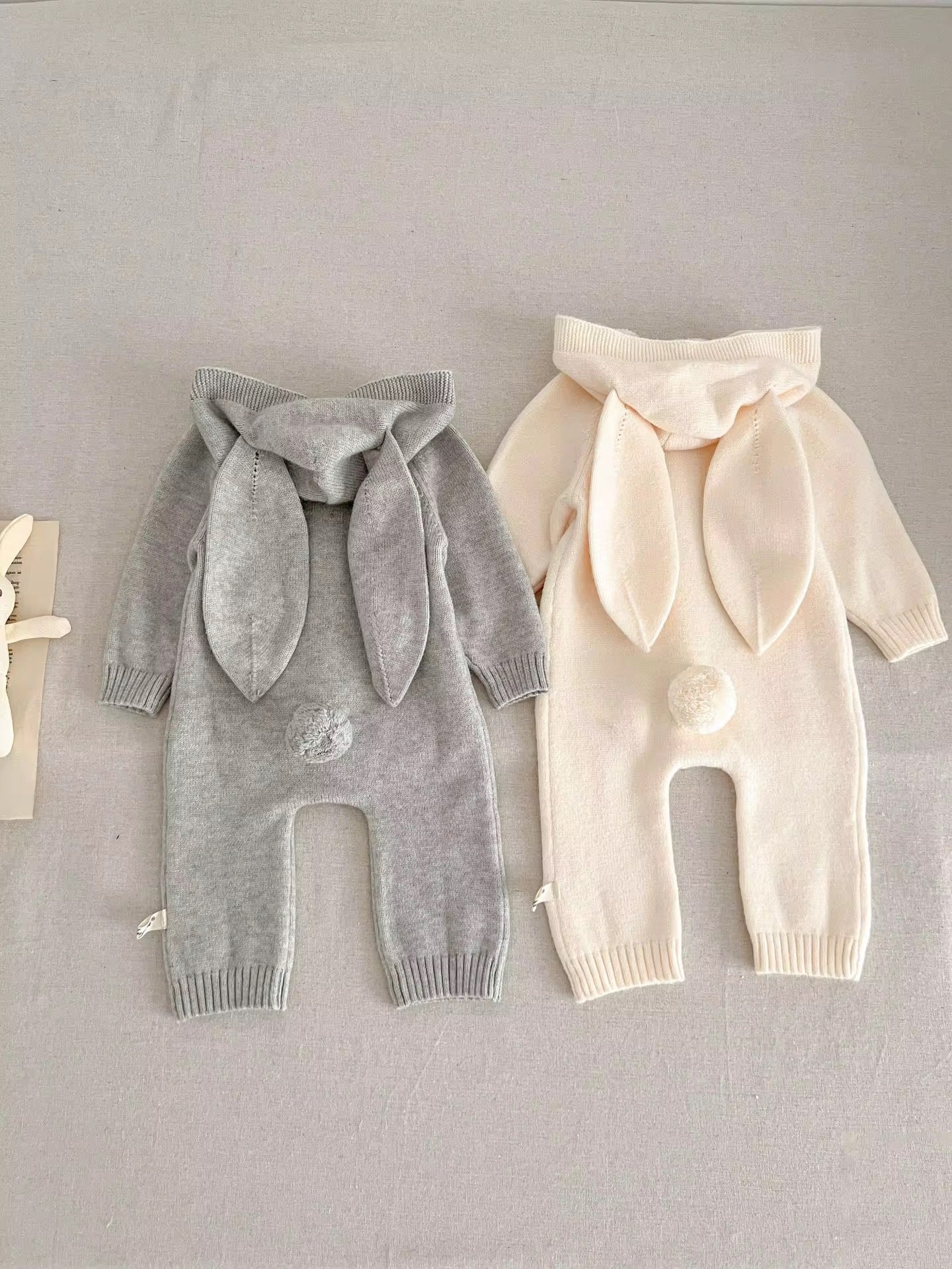 Knit Bunny Onesie Grey