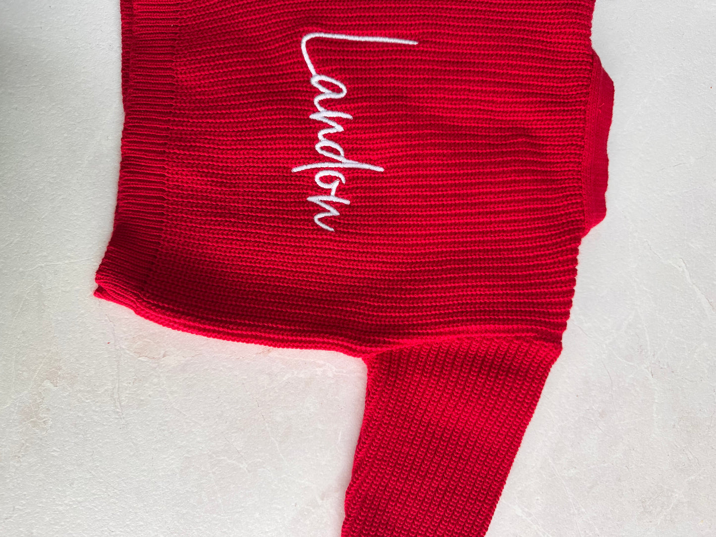 Red Baby Rib Knit Cardigan