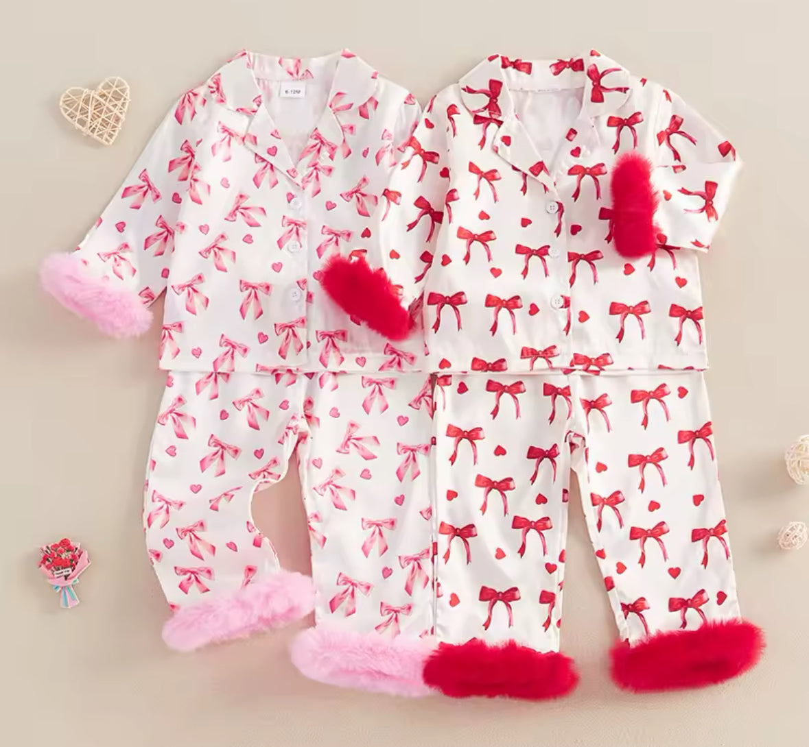 Bow & Heart Satin Pyjamas
