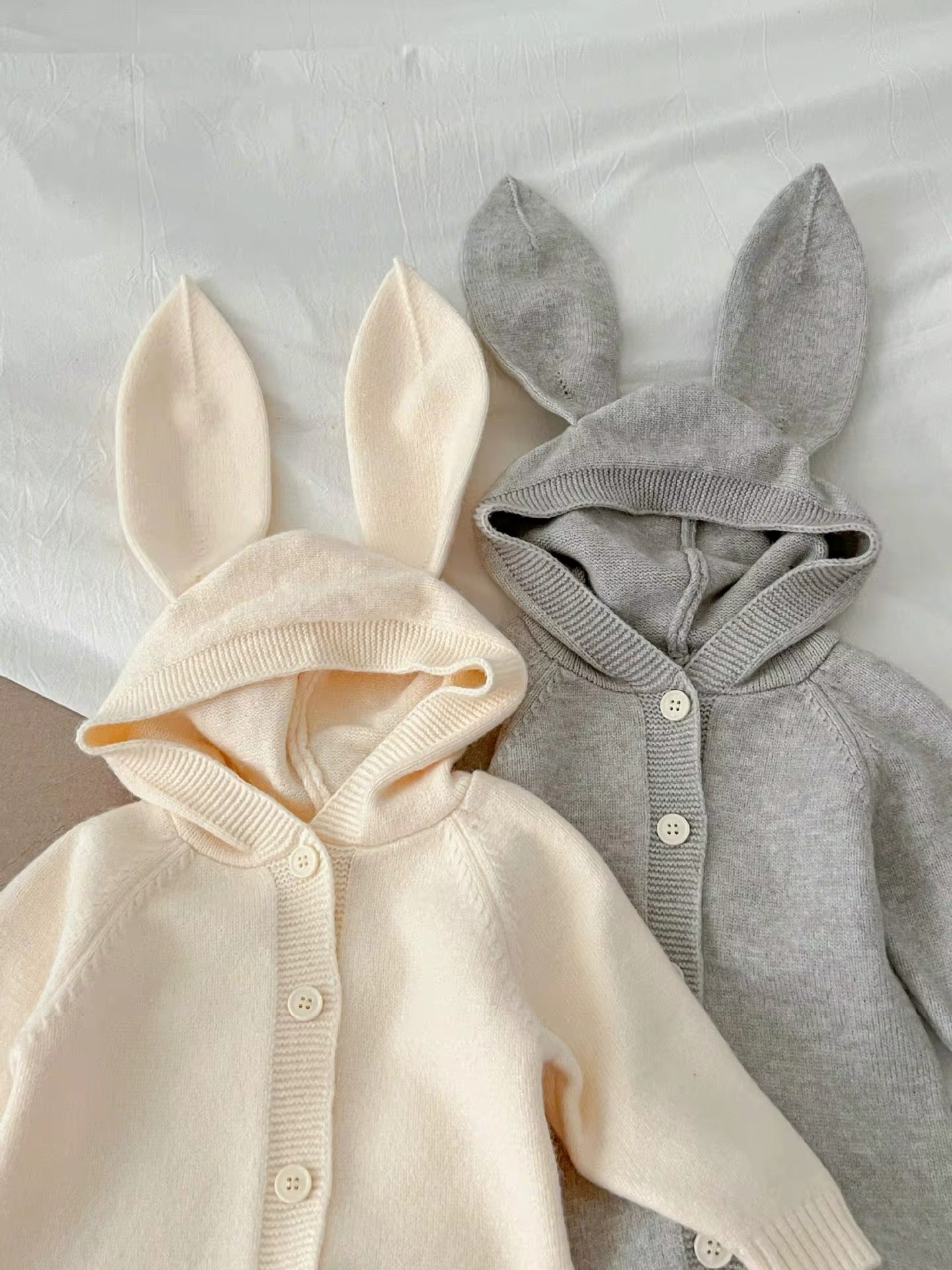 Knit Bunny Onesie Grey