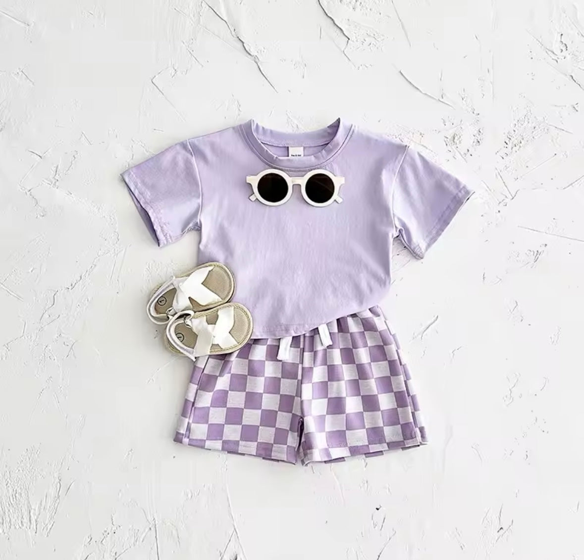 Checkered Shorts & Top Set Purple