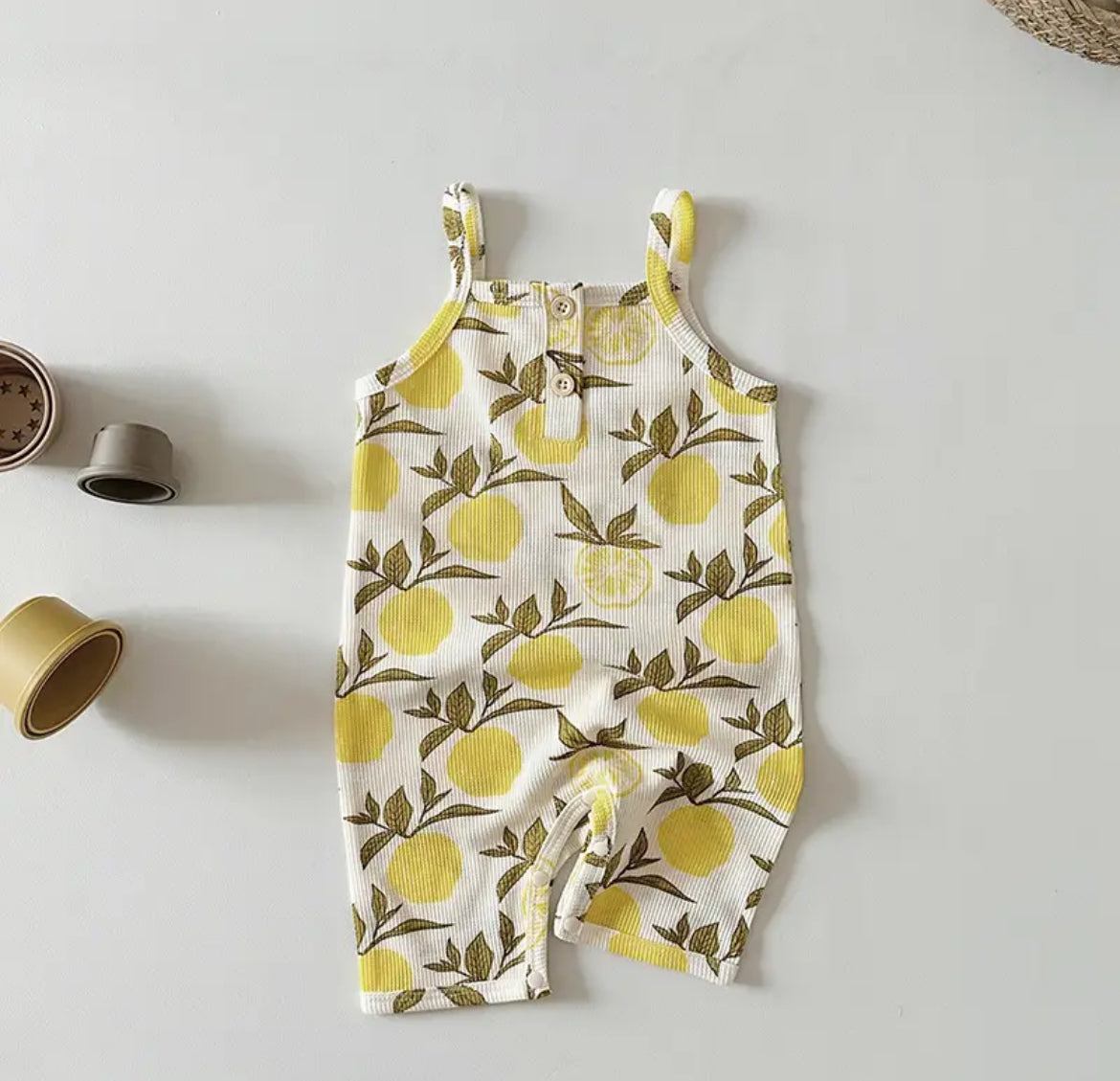 LEMON WAFFLE CAMISOLE JUMPSUIT