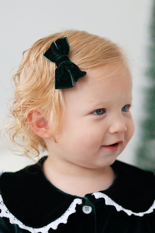 VELVET HAIR BOWS GREEN