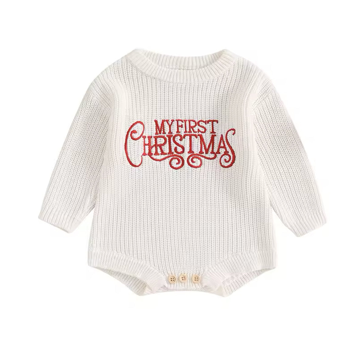 FIRST CHRISTMAS KNIT ROMPER