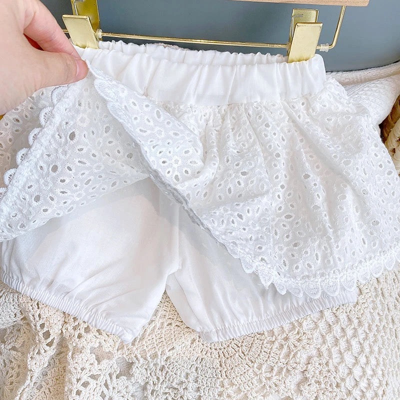 Cotton lace style shorts & top