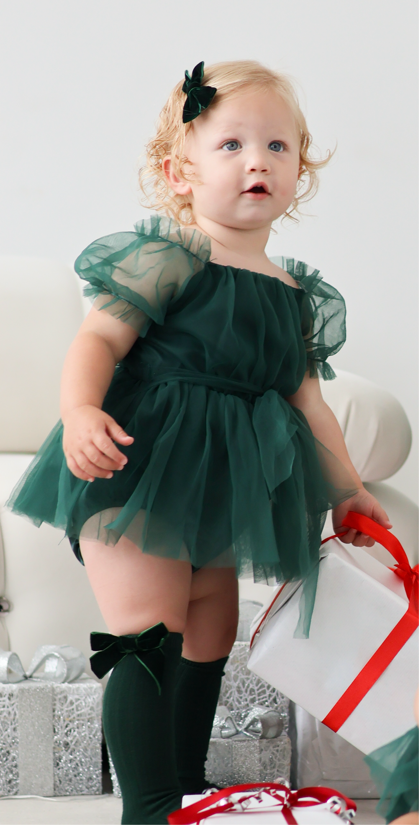 VELVET HAIR BOWS GREEN