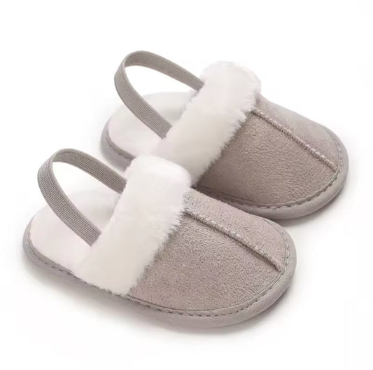 GREY FUR SLIPPERS