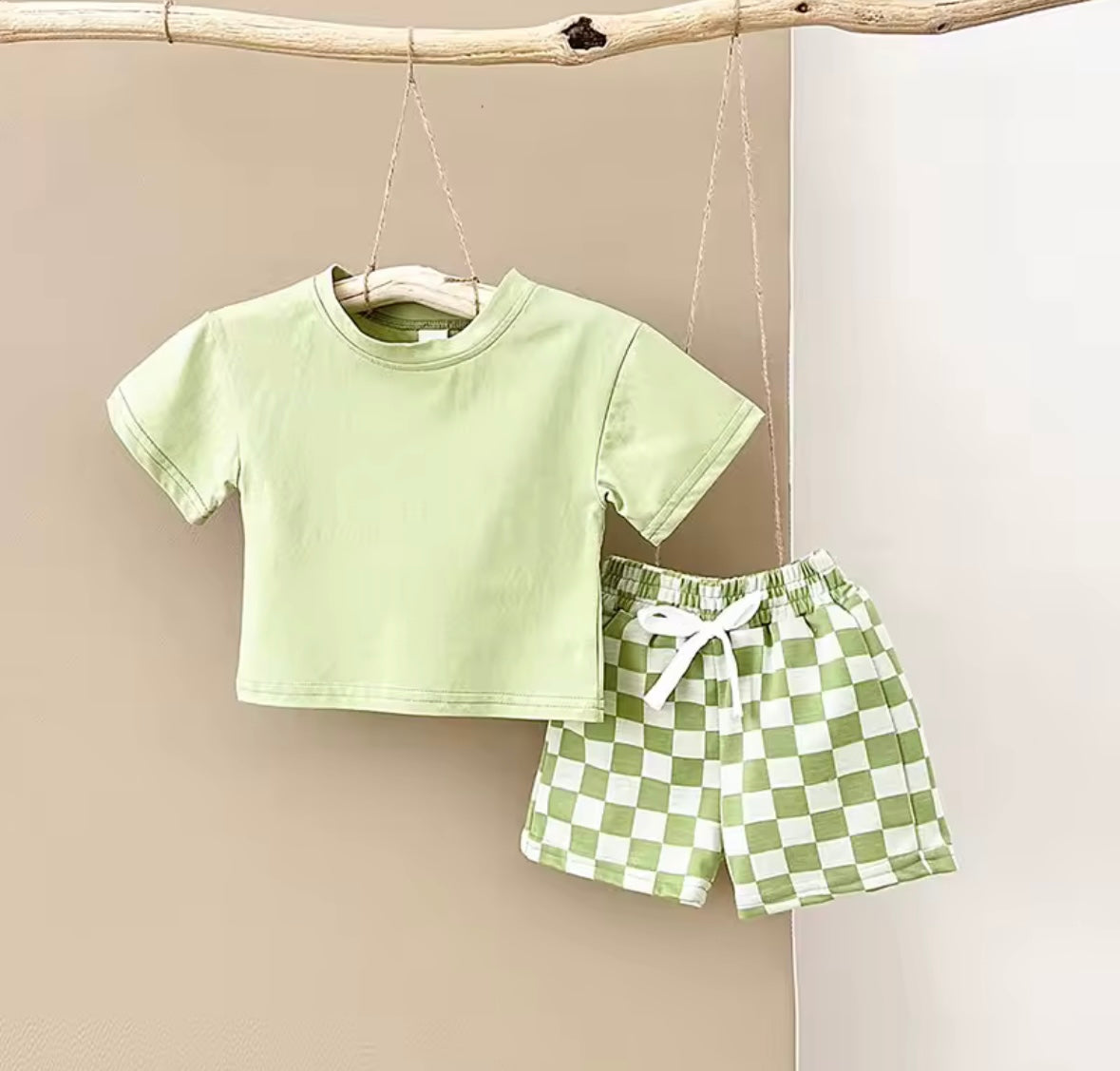 Checkered Shorts & Top Set Green