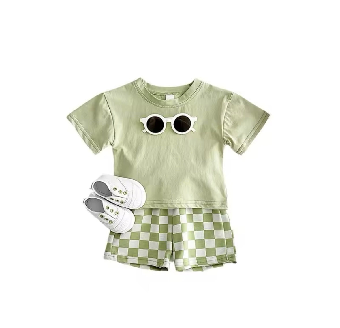 Checkered Shorts & Top Set Green