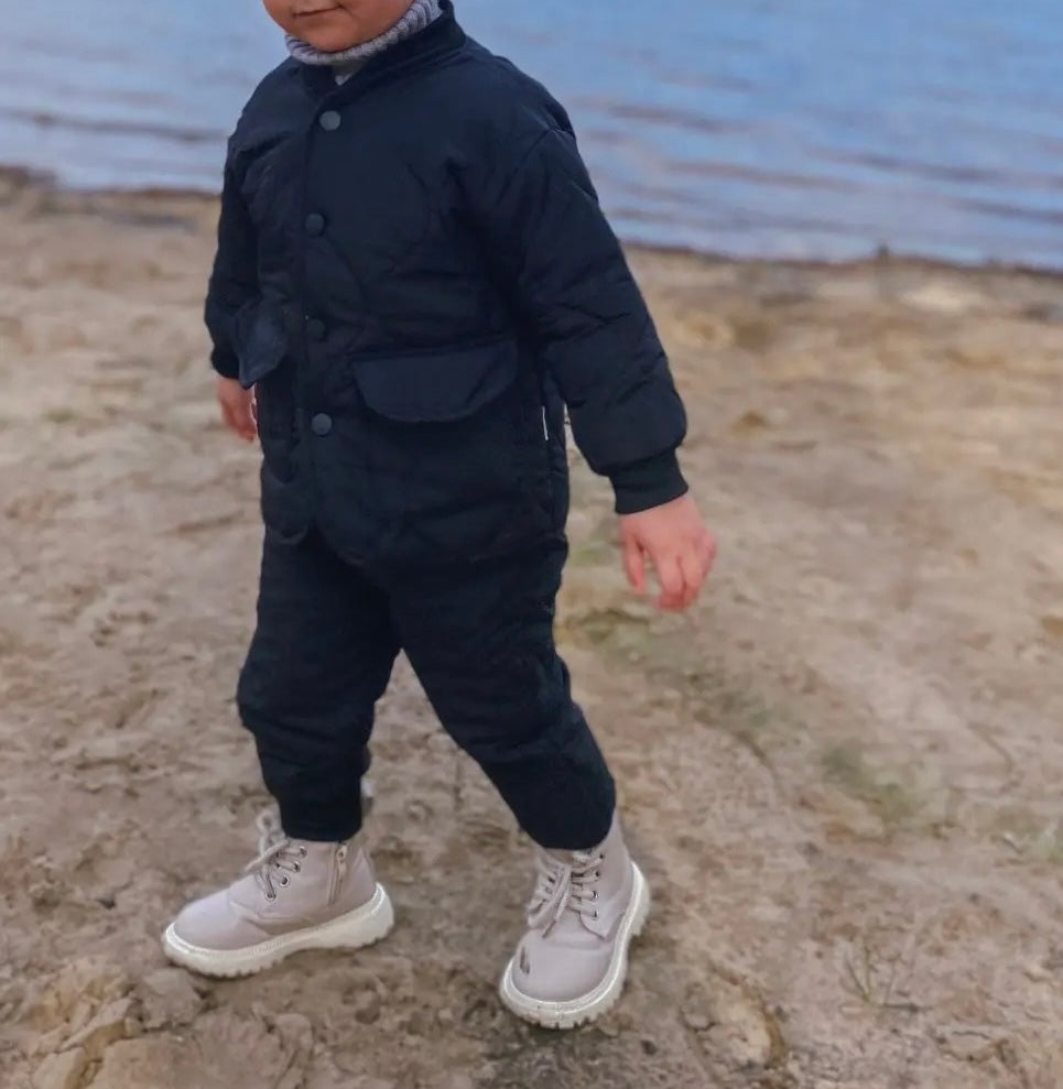 BLACK QUILTED JACKET & BOTTOMS SET