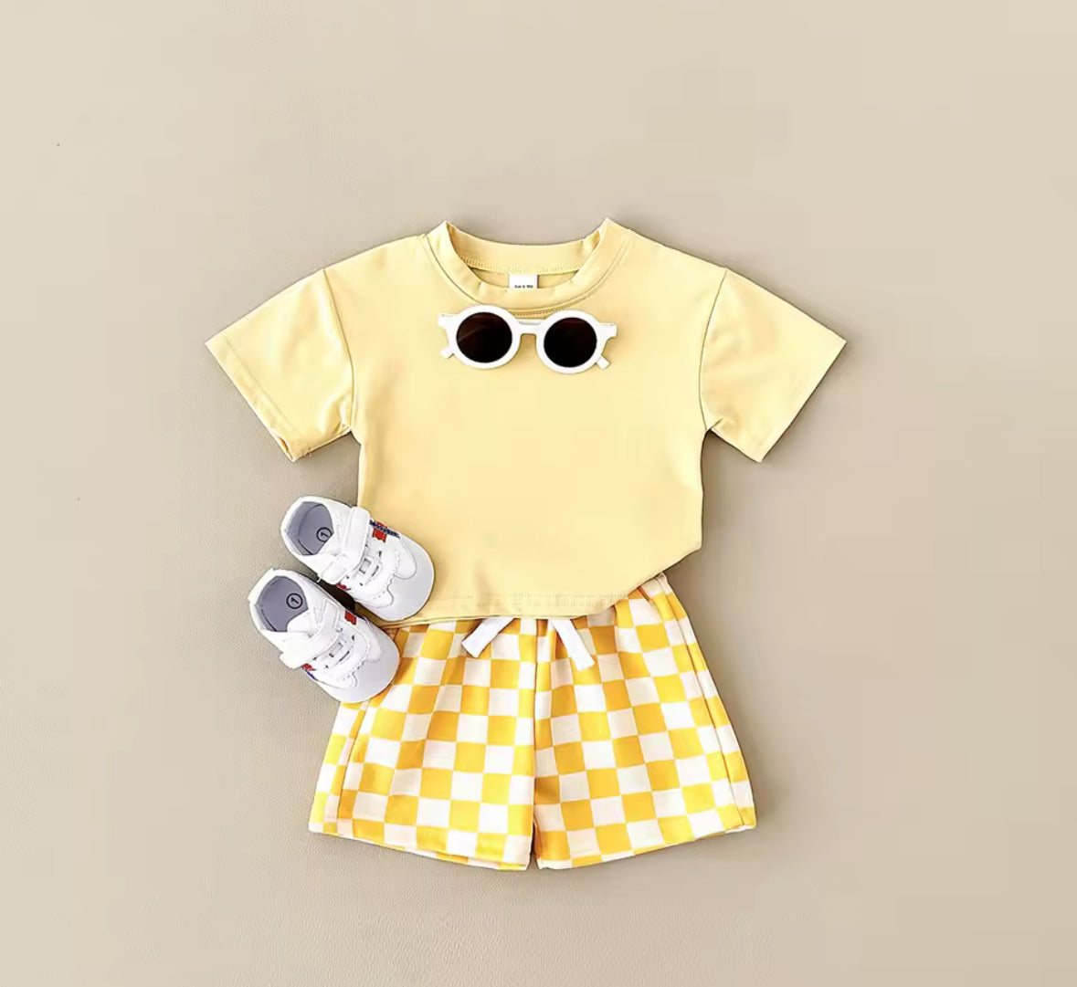 Checkered Shorts & Top Set Yellow
