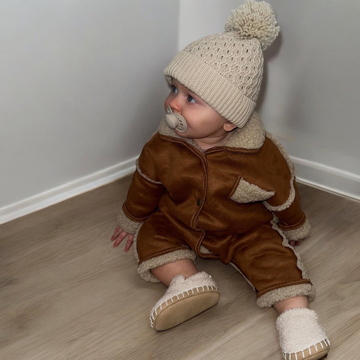 SUEDE BORG ROMPER SUIT