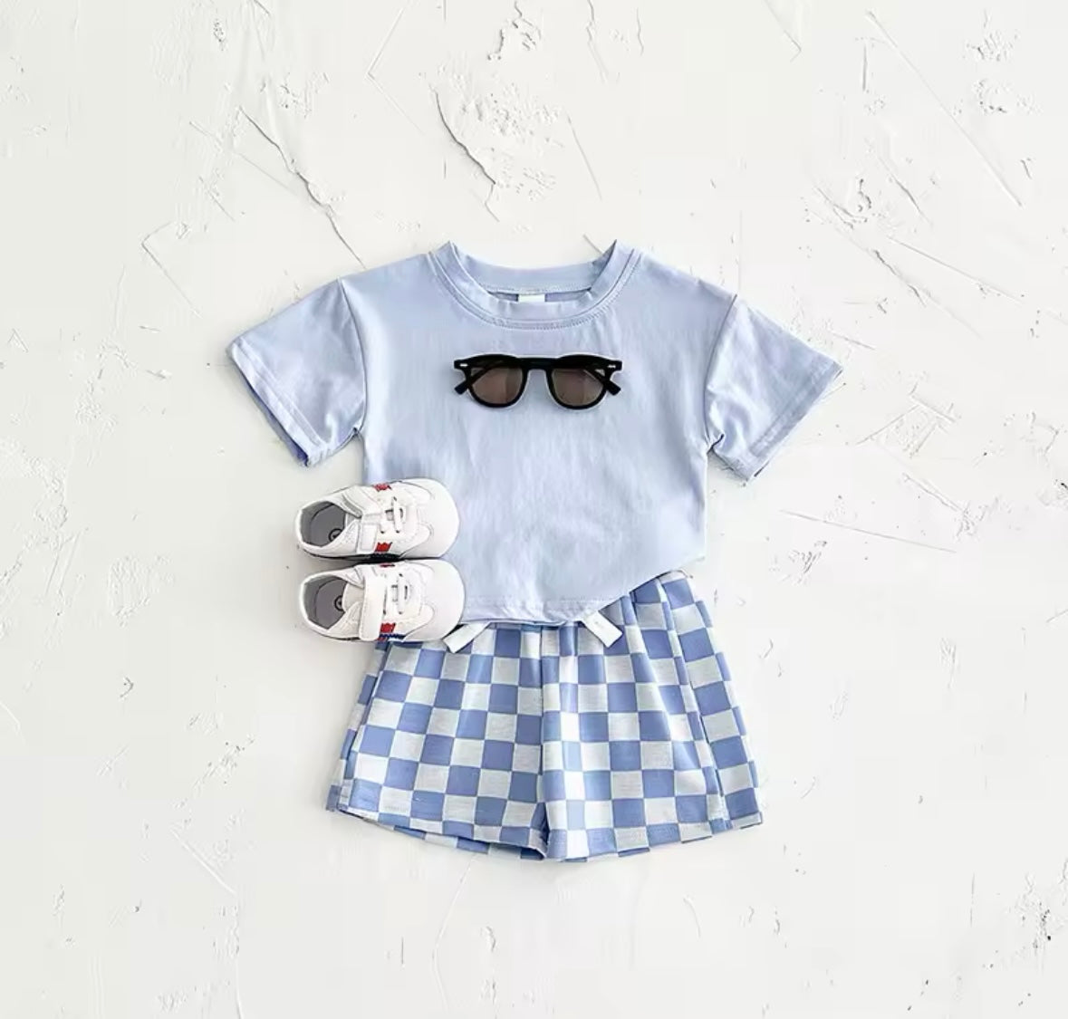 Checkered Shorts & Top Set Blue