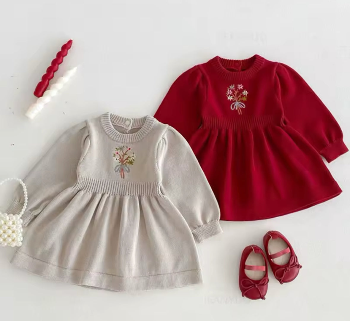 EMBROIDERED KNIT DRESS
