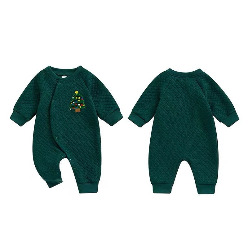QUILTED XMAS TREE ROMPER(Personalized)
