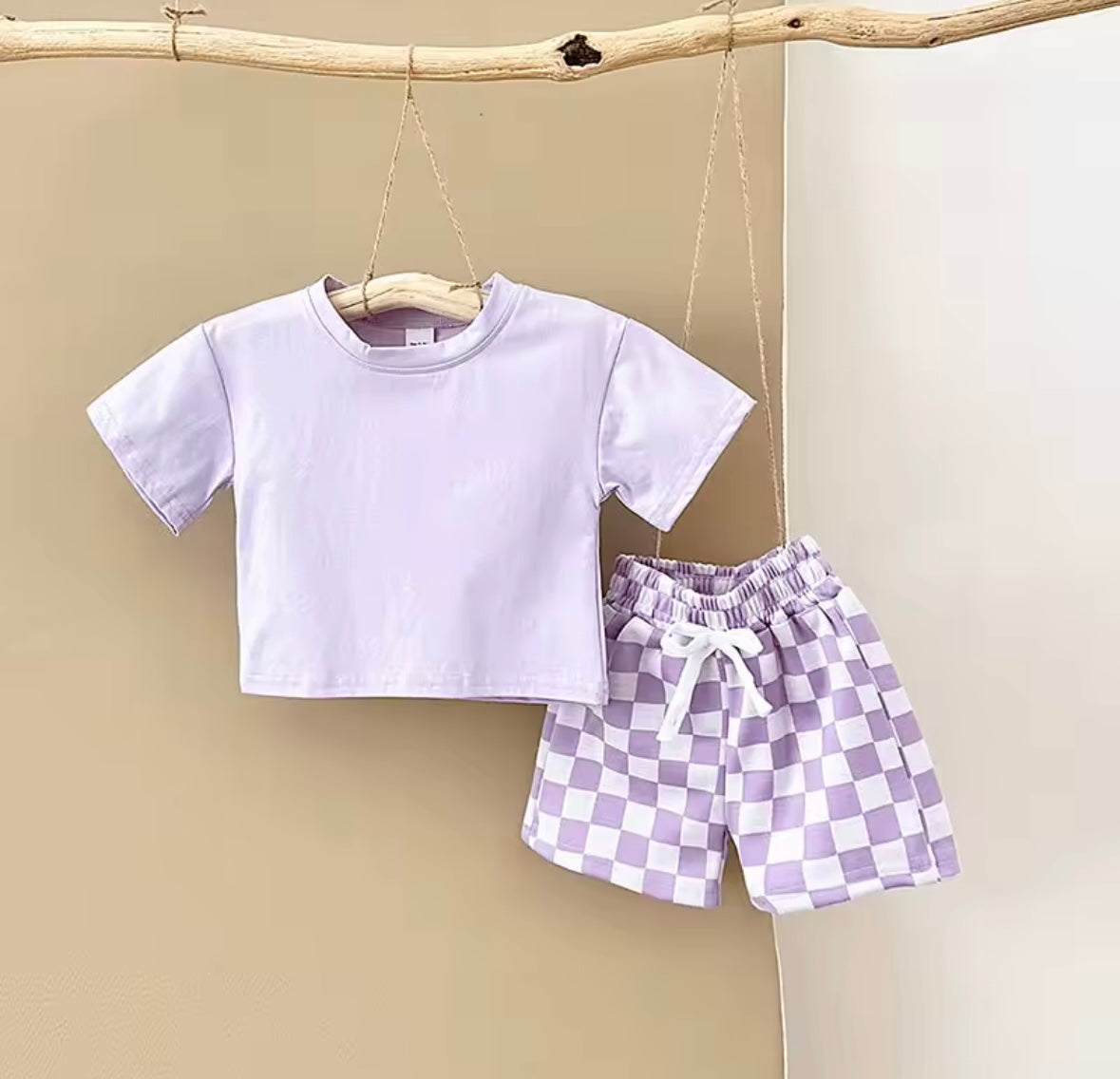Checkered Shorts & Top Set Purple