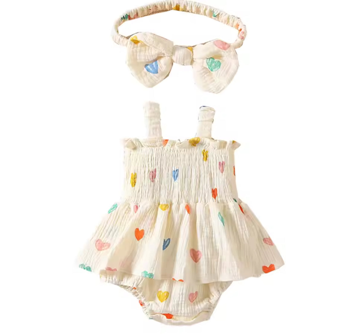 Heart Print Camisole Romper Dress