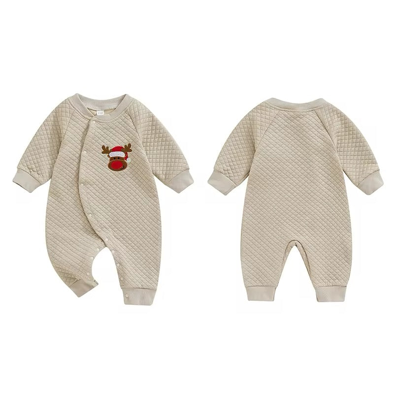 QUILTED REINDEER ROMPER (Personalised