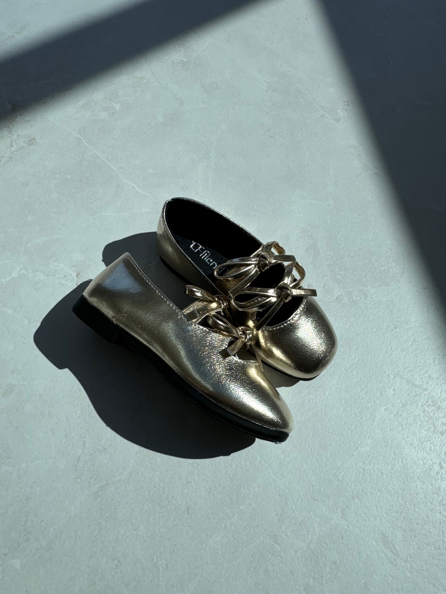 Gold Double Bow Pumps