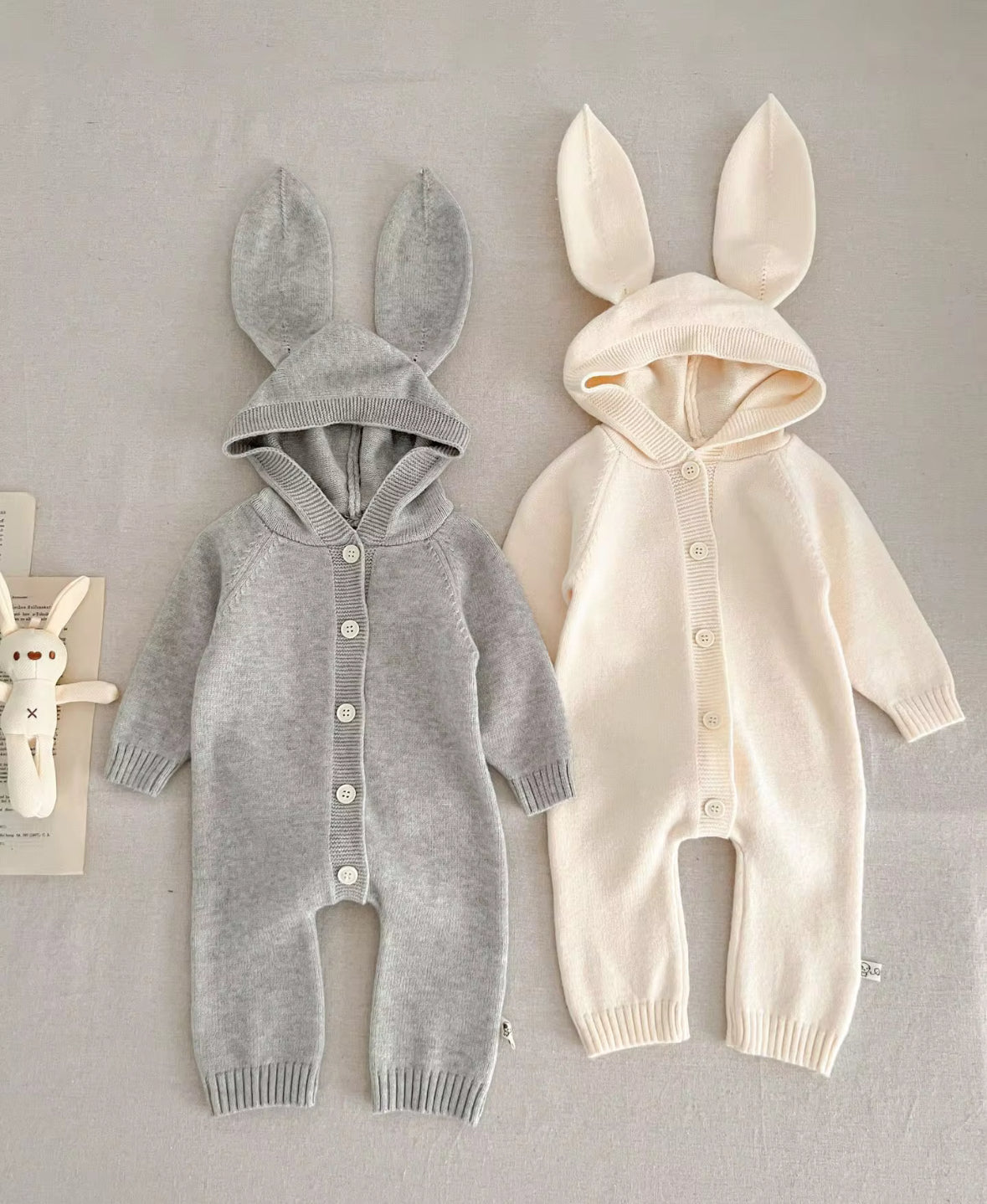 Knit Bunny Onesie Grey