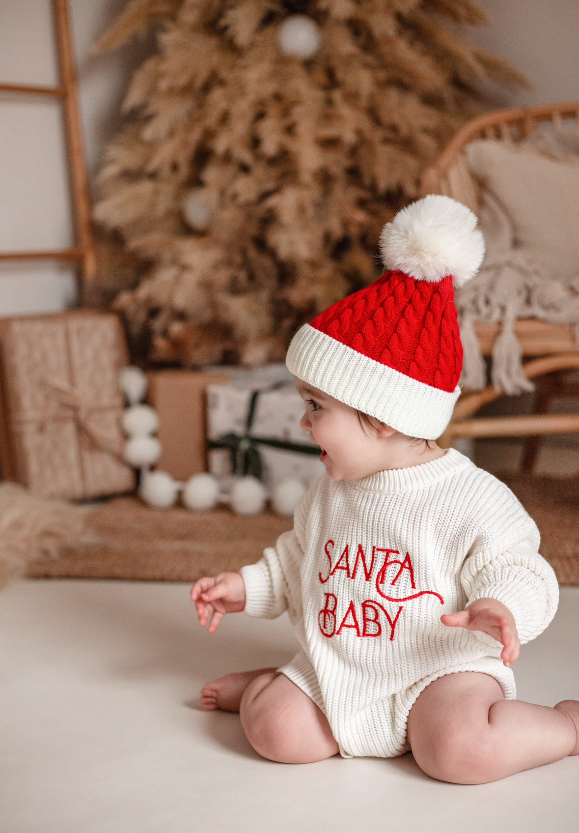 SANTA BABY KNIT ROMPER