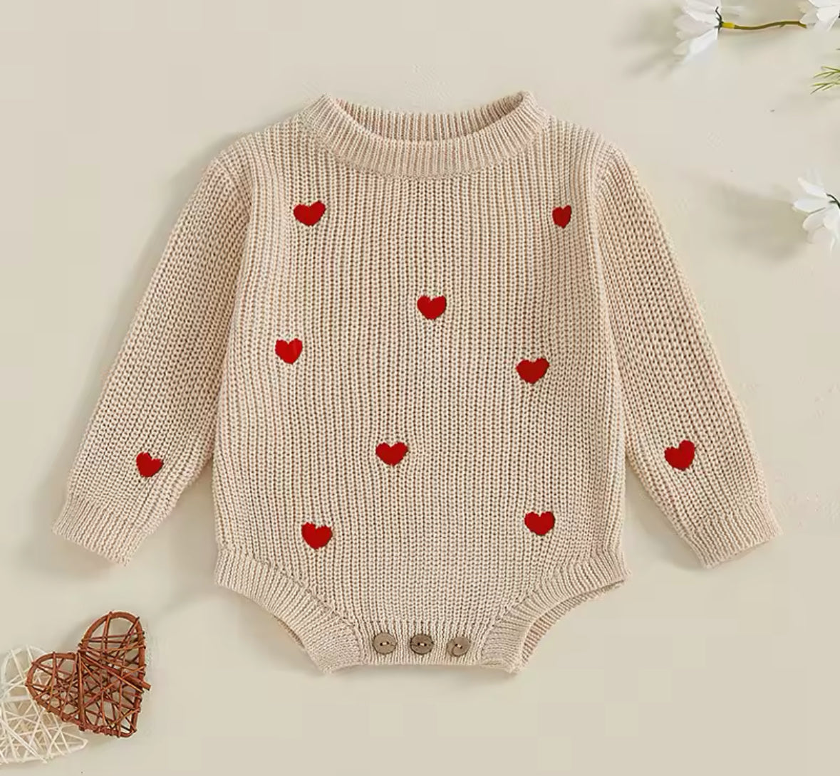 HEART KNIT BODYSUIT