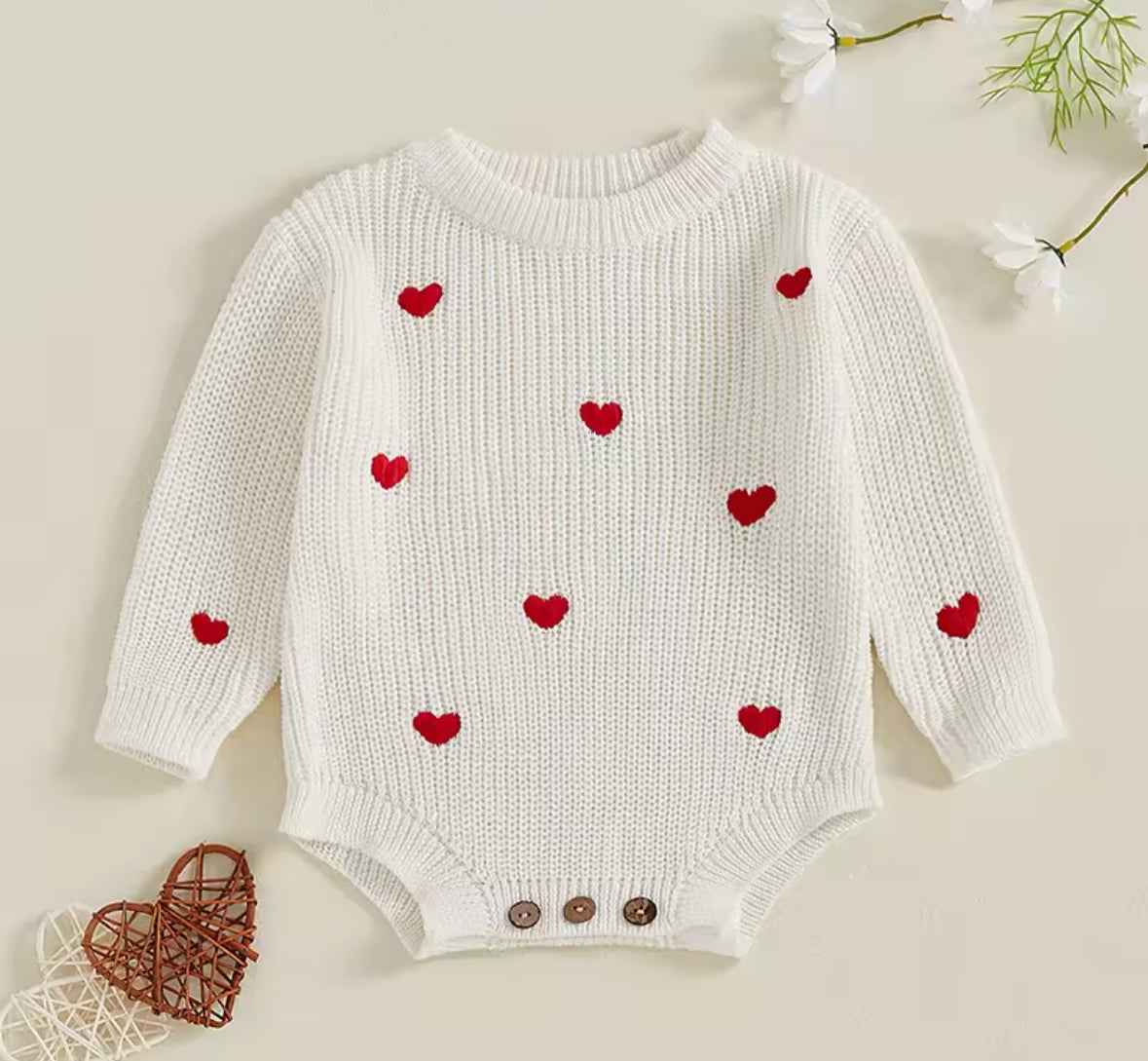 HEART KNIT BODYSUIT
