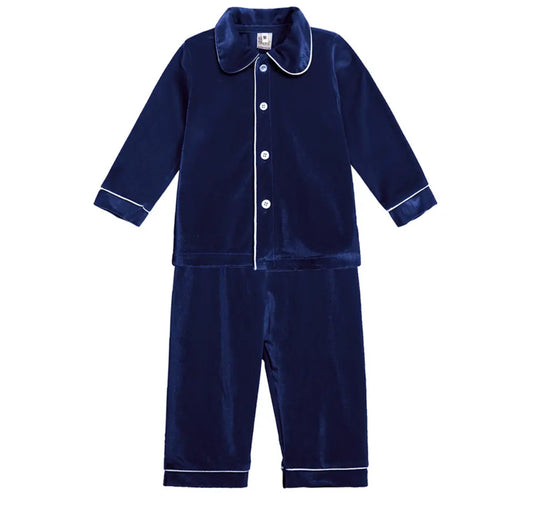 BOYS VELVET PYJAMAS BLUE (personalised)