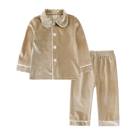 BOYS VELVET PYJAMAS CHAMPAGNE GOLD (personalised)