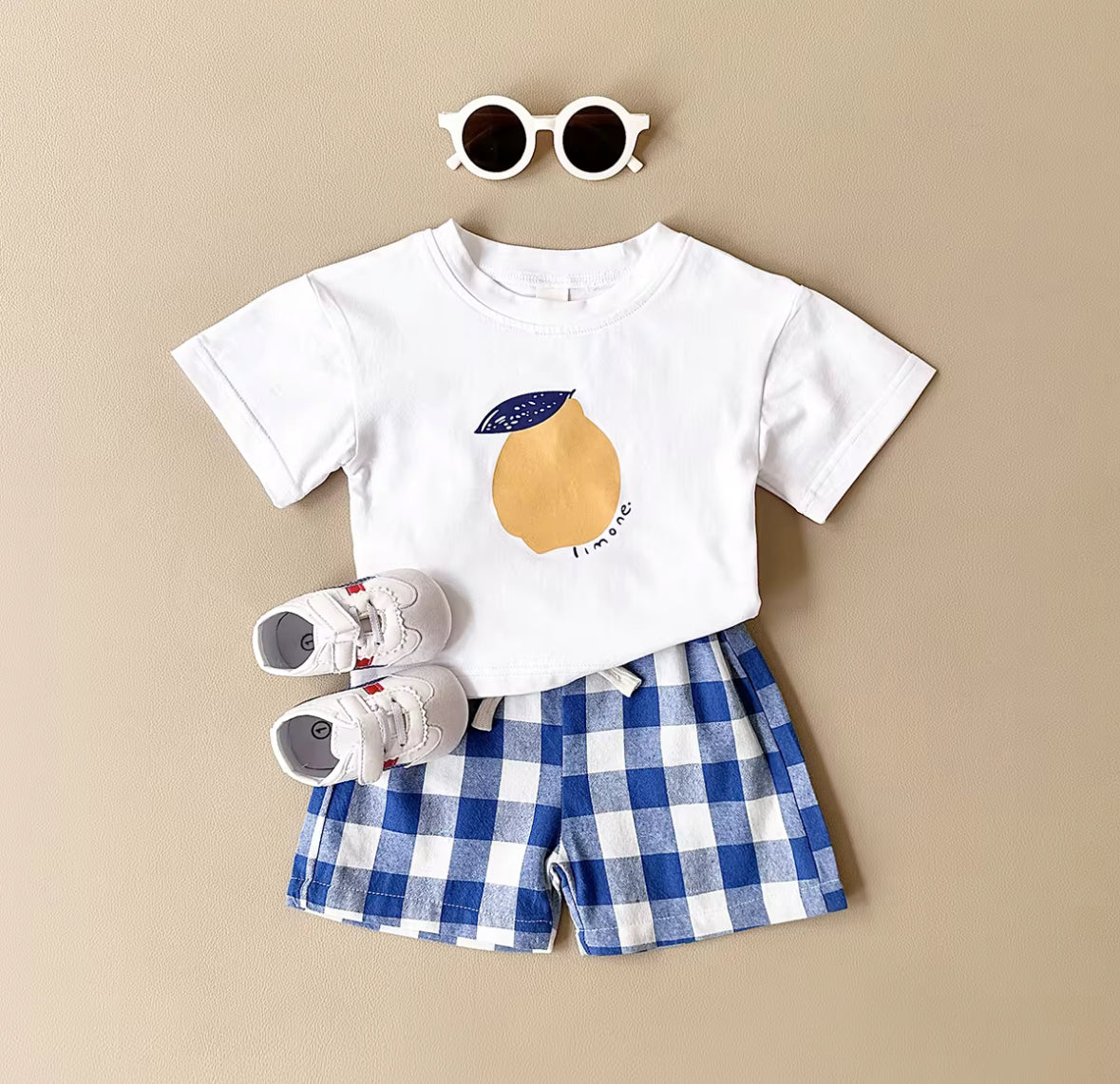 Lemon Tee & Check shorts - Blue