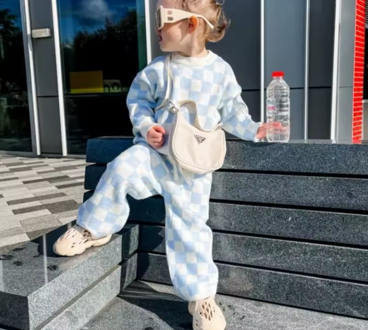 Checkered Co Ord Set Blue