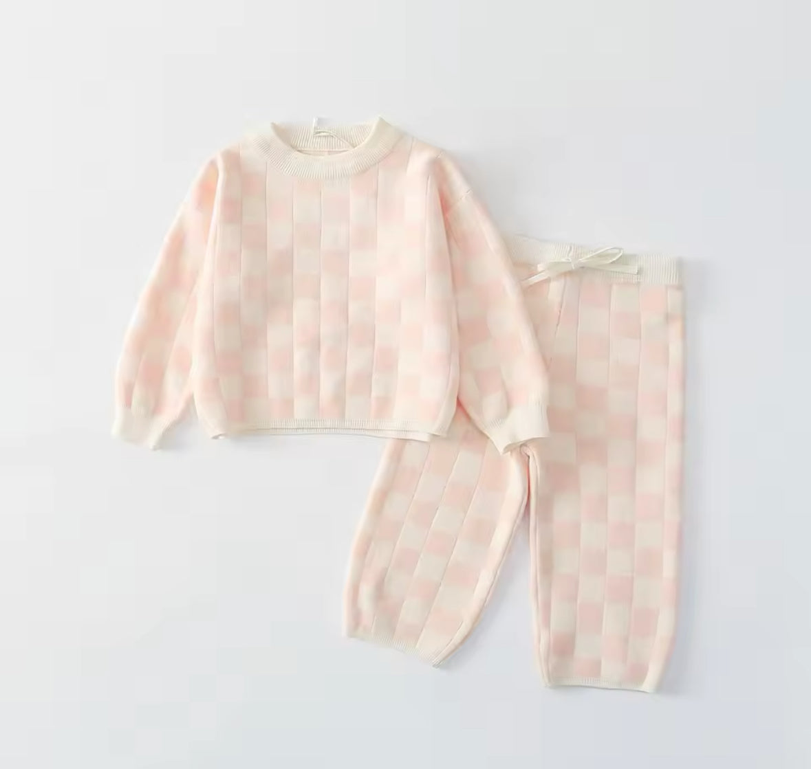 Checkered Co Ord Set Pink