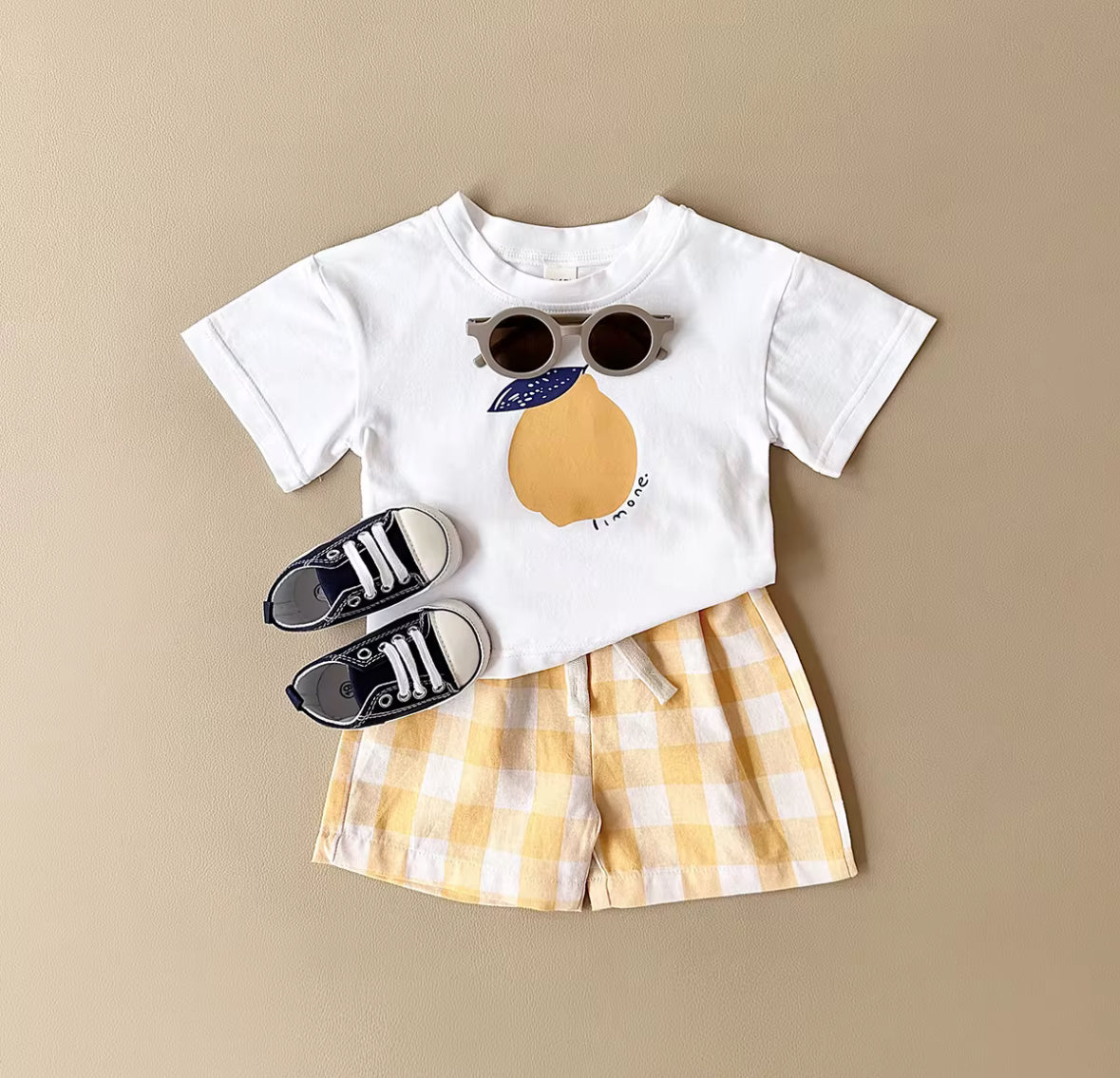 Lemon Tee & Check shorts