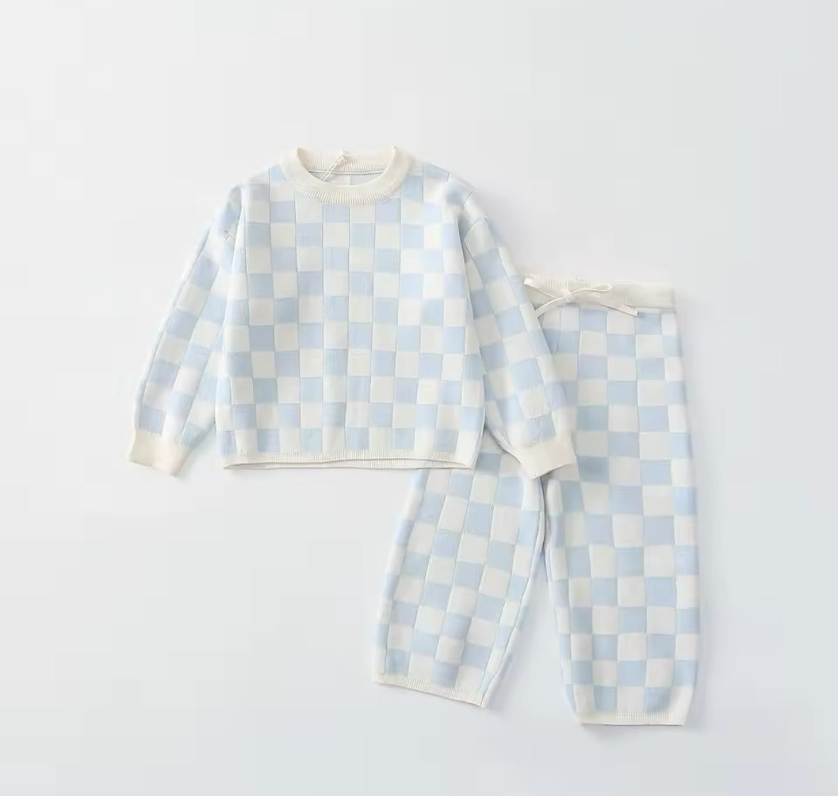 Checkered Co Ord Set Blue