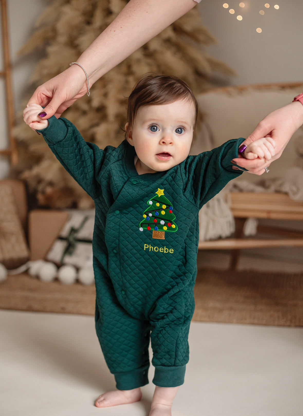 QUILTED XMAS TREE ROMPER(Personalized)