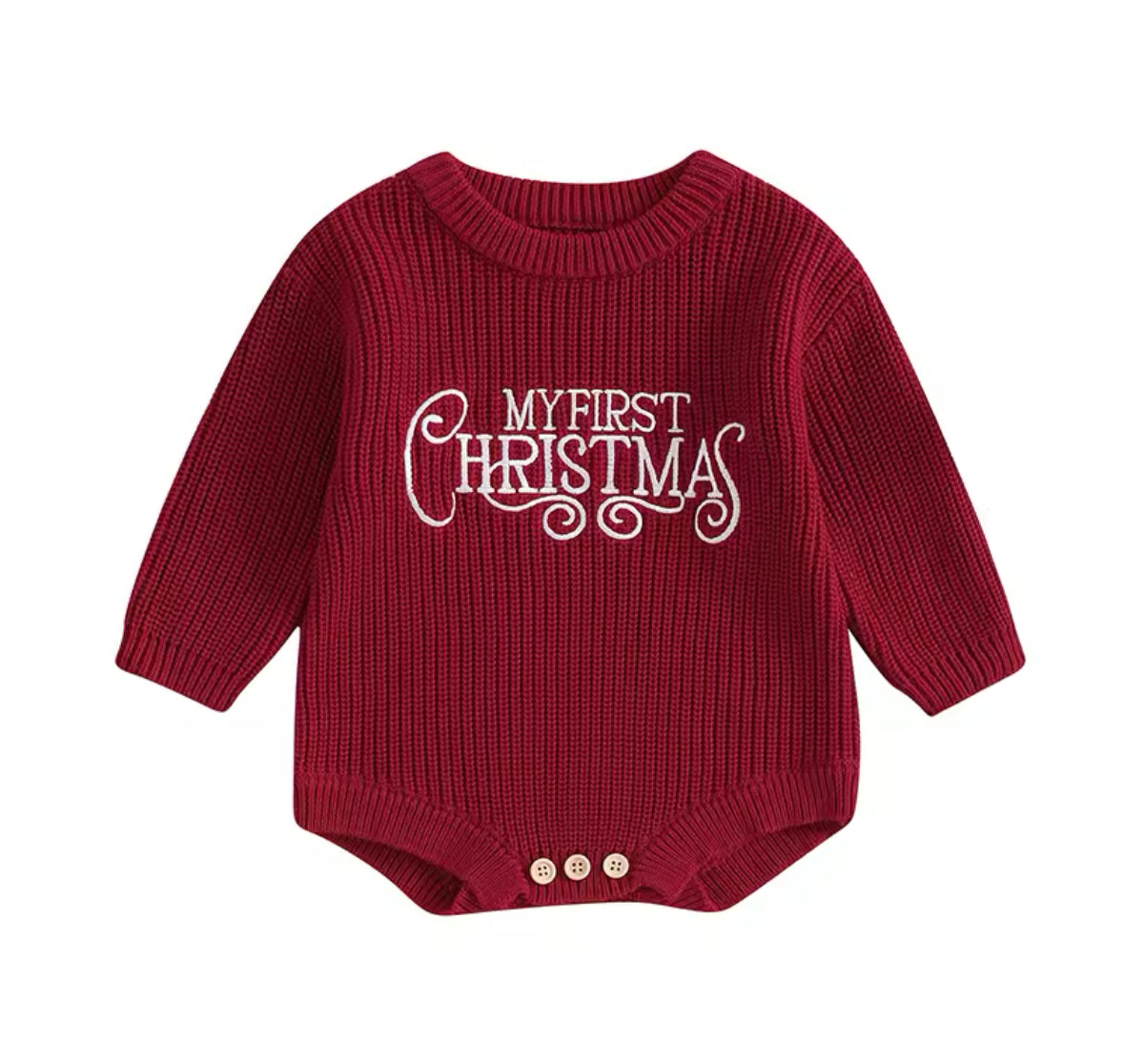 FIRST CHRISTMAS KNIT ROMPER