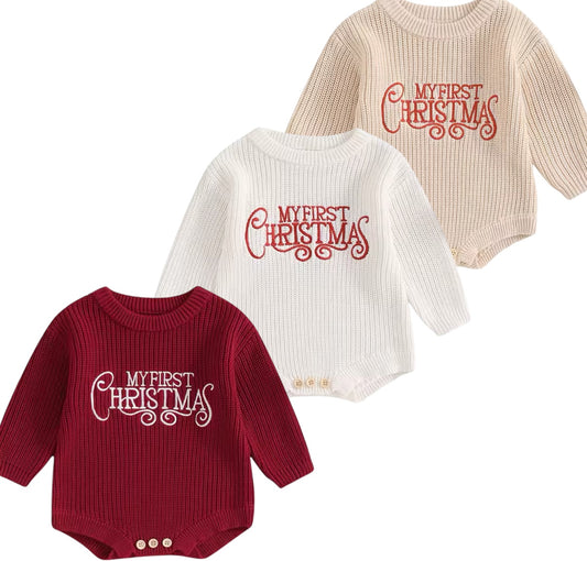 FIRST CHRISTMAS KNIT ROMPER