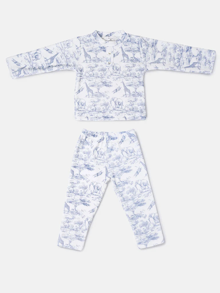 Blue safari print matching set