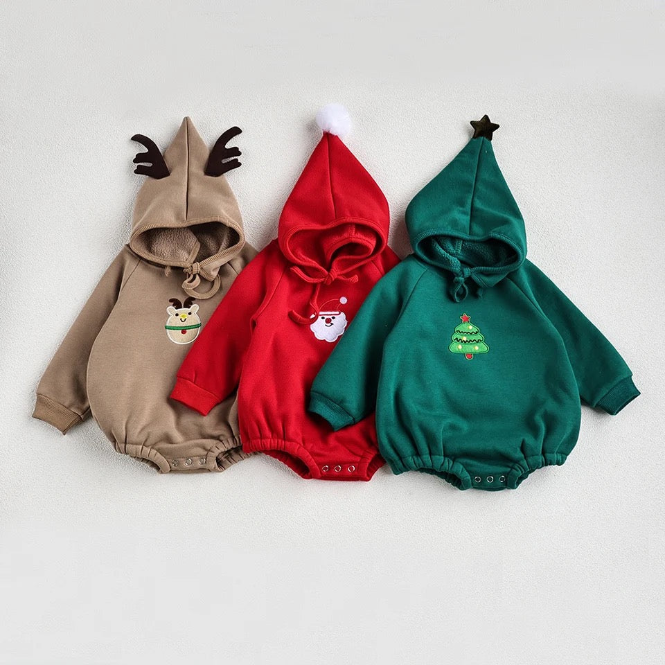BROWN REINDEER ROMPER & BONNET (Personalized)