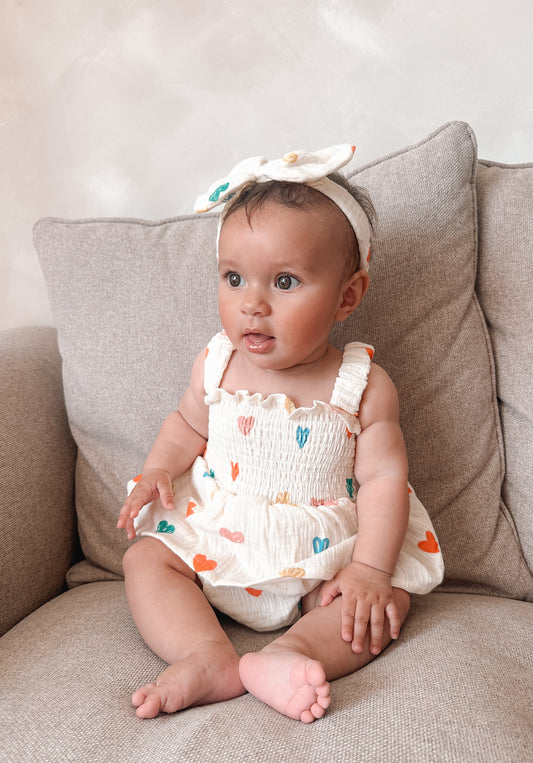 Heart Print Camisole Romper Dress