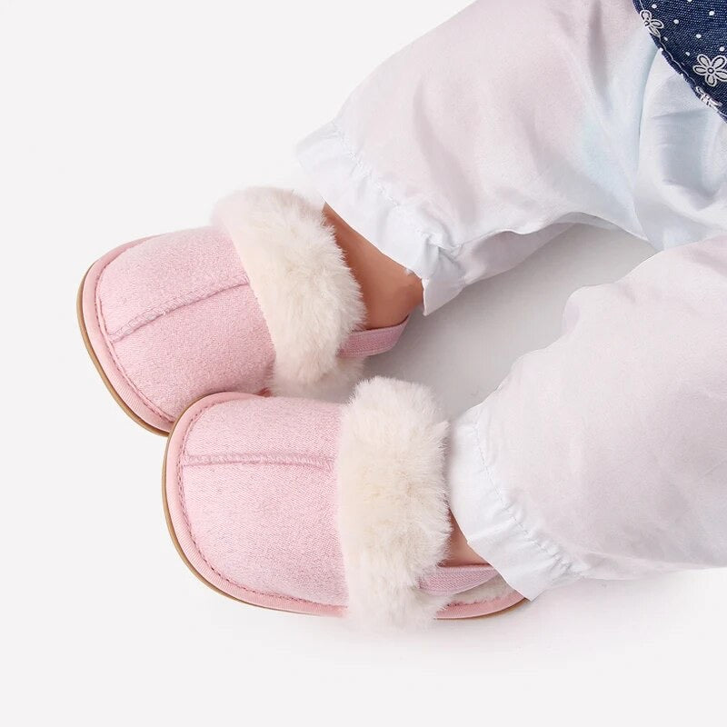 Pink fur slippers