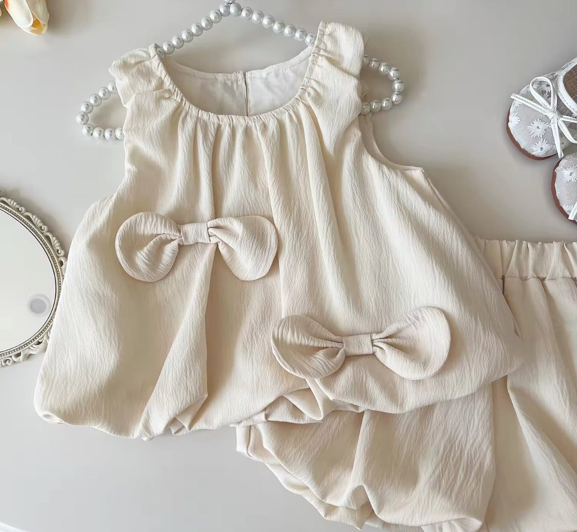PEARL BOW TOP & SHORTS