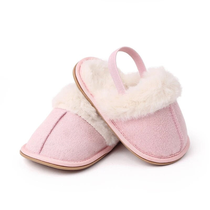 Pink fur slippers